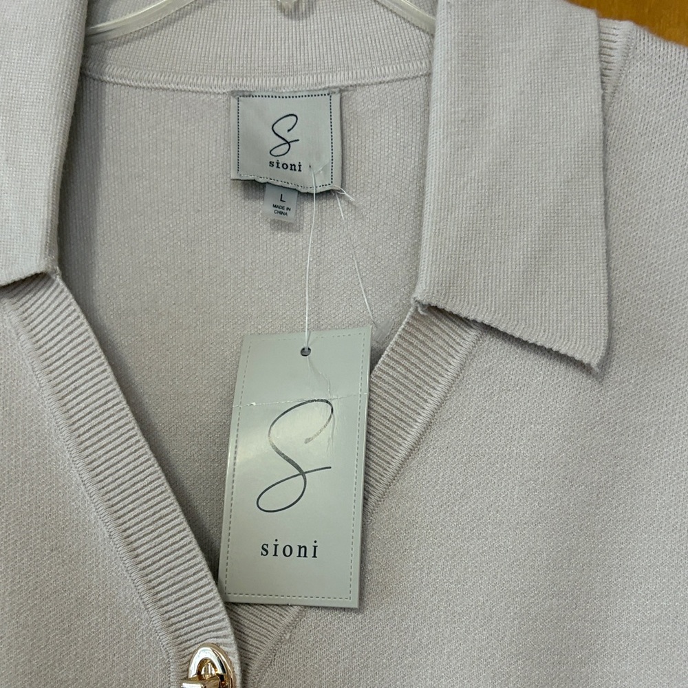 Sioni Soft Beige  Knit Cardigan Sleeveless - Picture 2 of 4